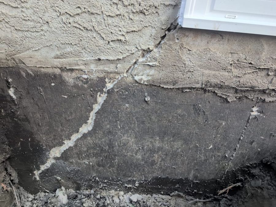 Foundation crack sealed from the outside after excavation